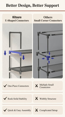 10-Tier Shoe Rack with Fabric Shelves